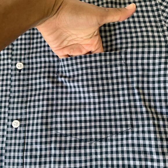 J Crew Shirt Men XL Teal Gray Gingham Check Cotton Button Up Preppy Career Norm - Picture 4 of 9